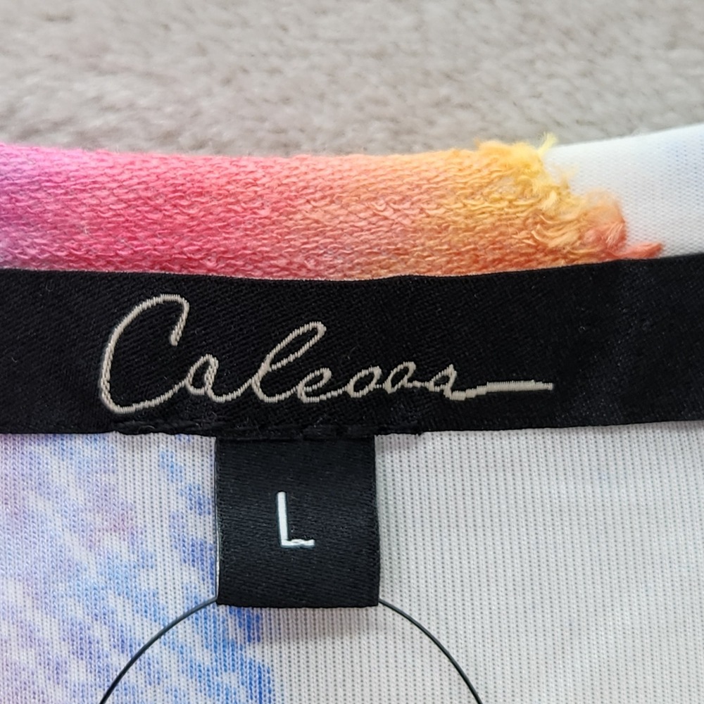 Calessa Tunic Womens Large Bright Burnout Tie Dye Top Asymmetrical Hem Artsy New - Picture 4 of 8